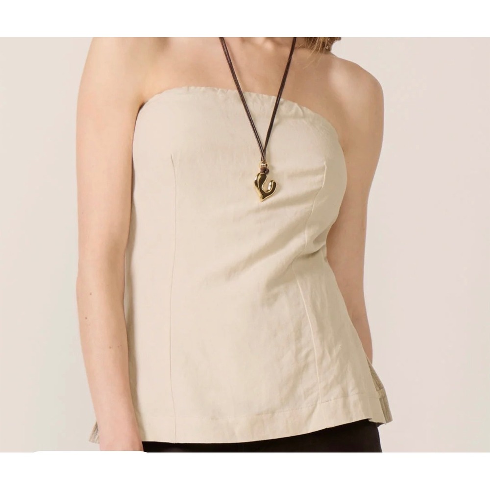 Evereve Nata Linen Tube Top in Bone Size Large